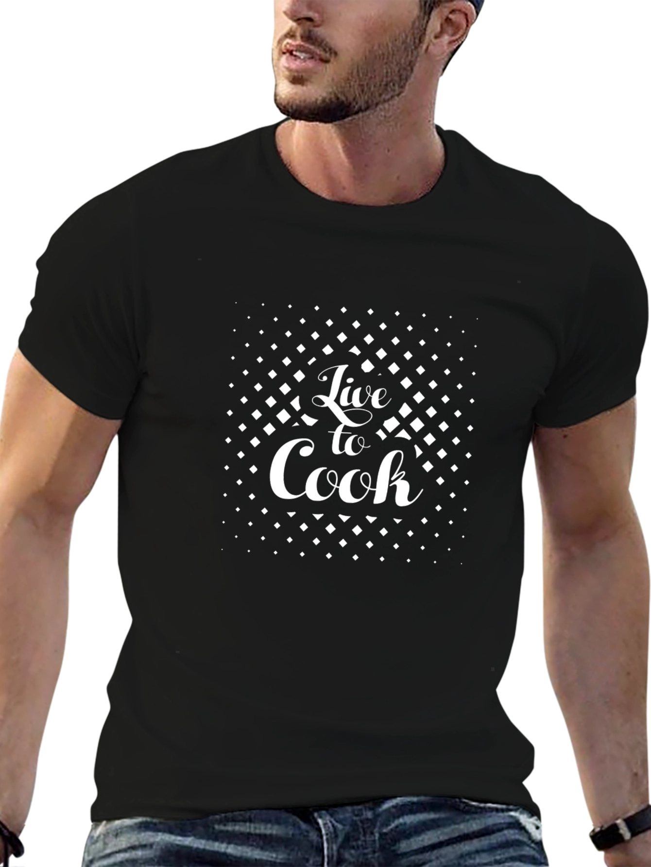 Live to Cook Black Graphic Tee