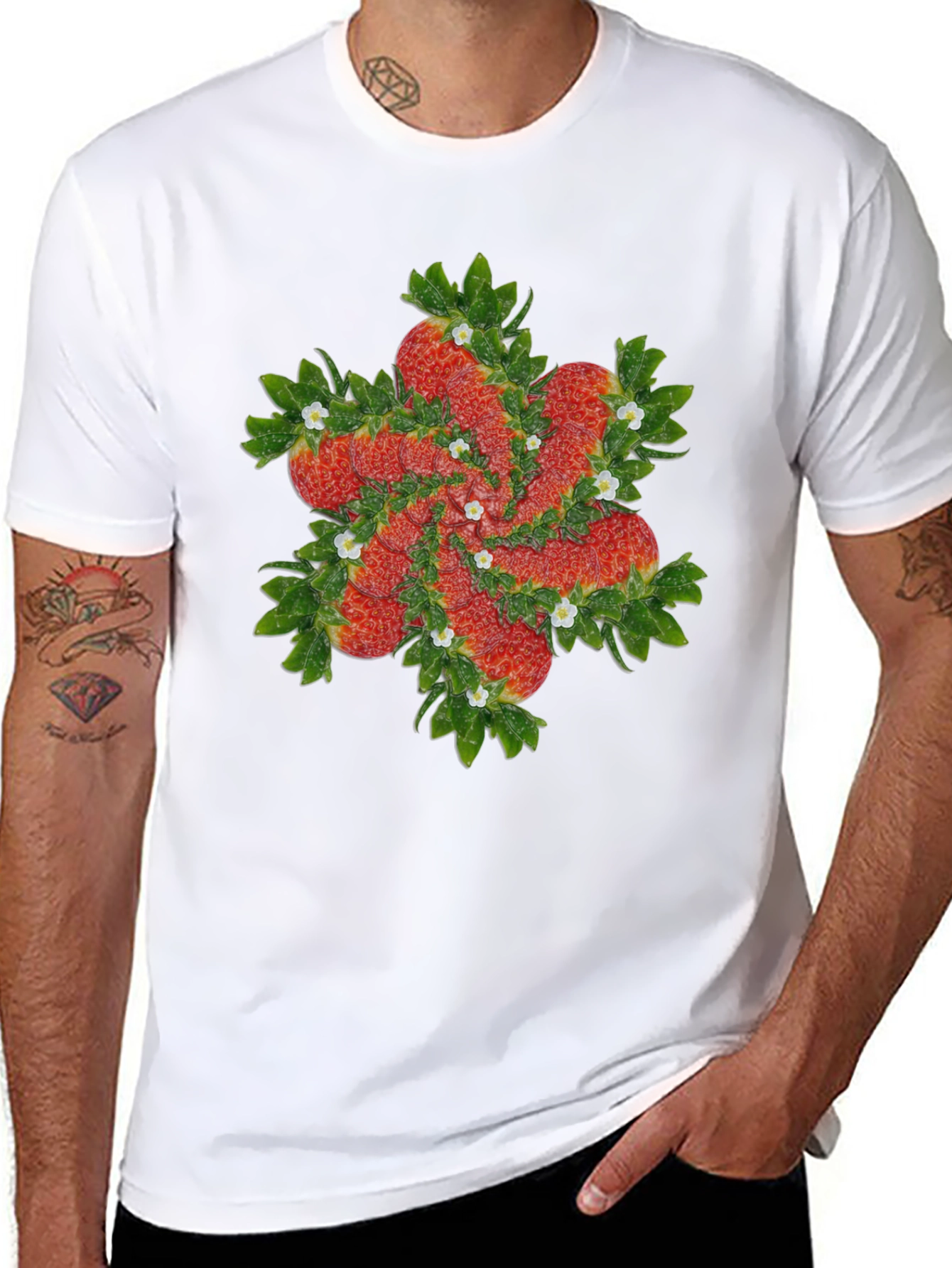 Strawberry Swirl Black T-Shirt