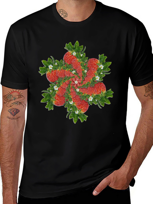 Strawberry Swirl Black T-Shirt