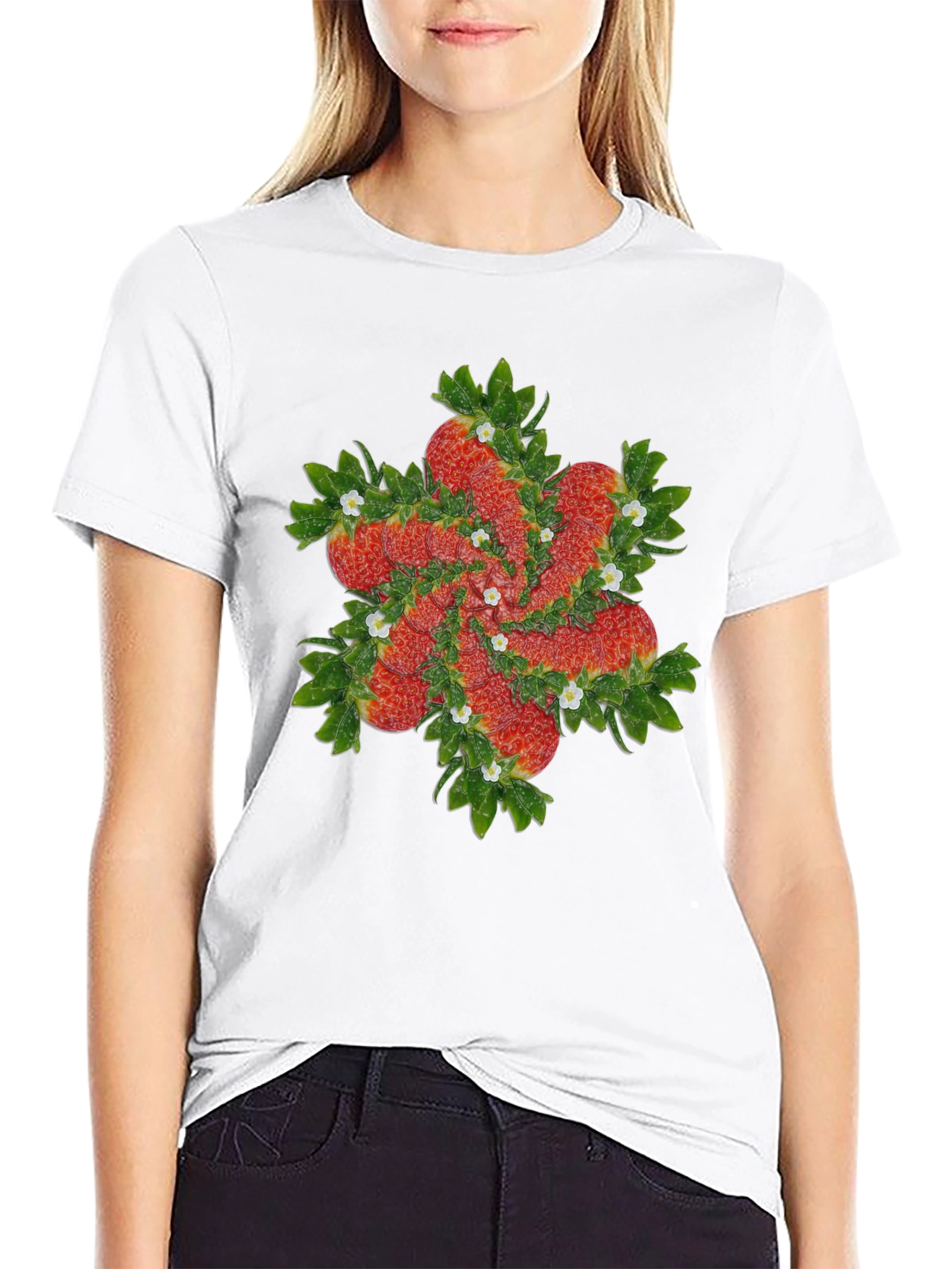 Strawberry Swirl Black T-Shirt