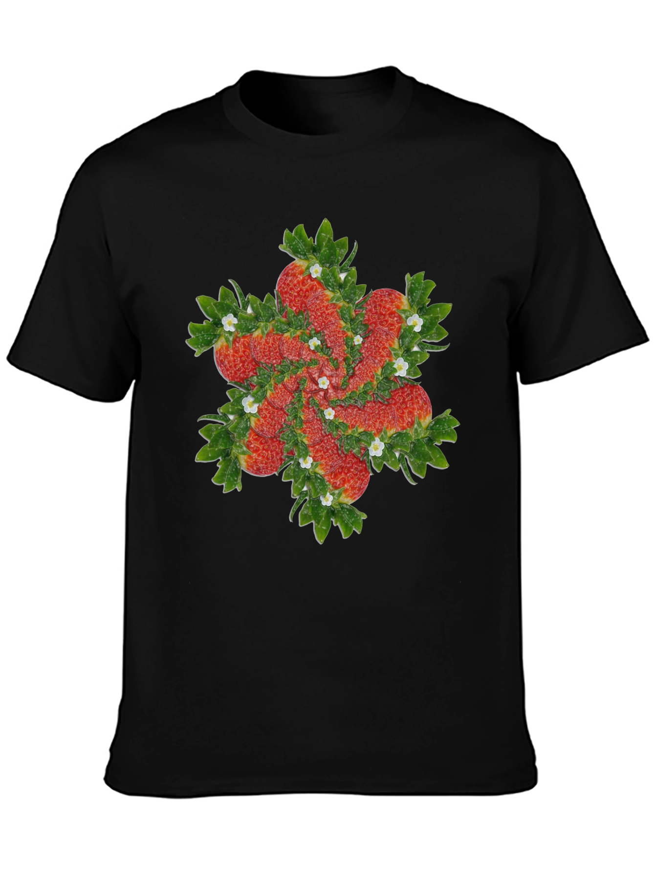 Strawberry Swirl Black T-Shirt
