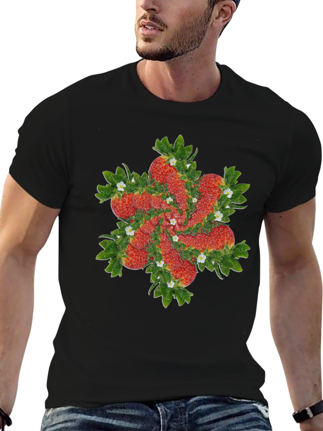 Strawberry Swirl Black T-Shirt
