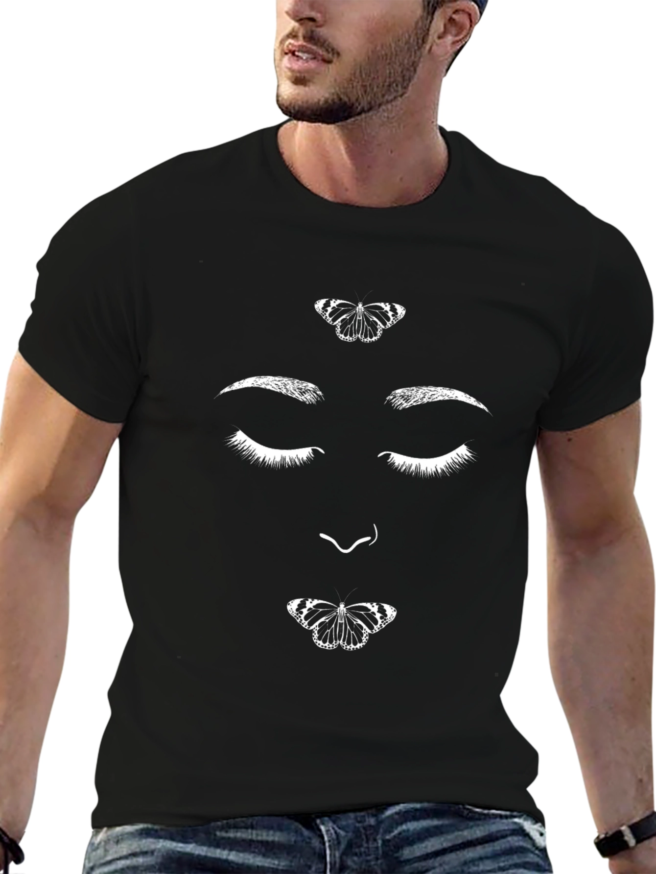 Butterfly Face Graphic Tee - Unisex Black T-Shirt
