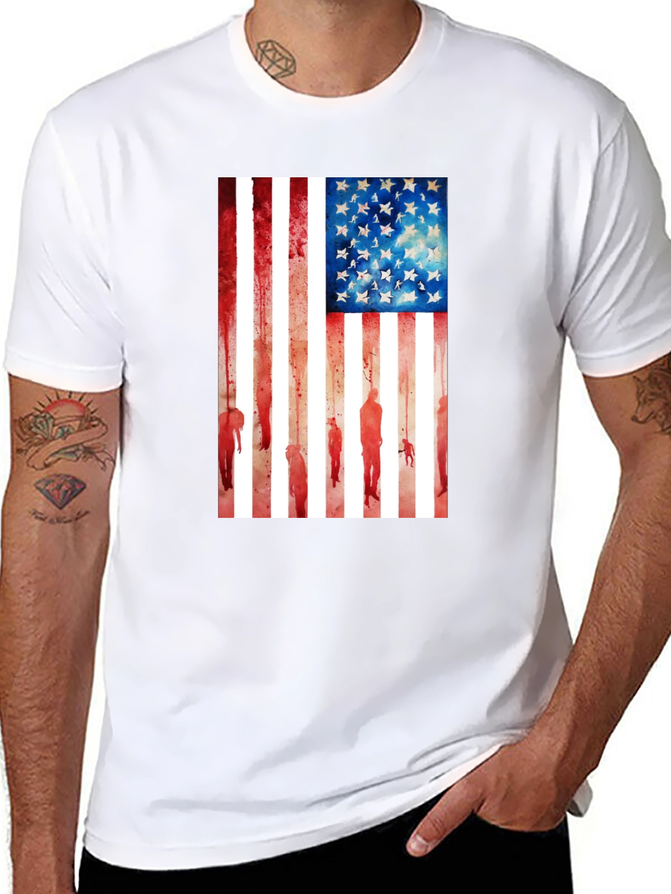 American Flag Graphic Tee - Black