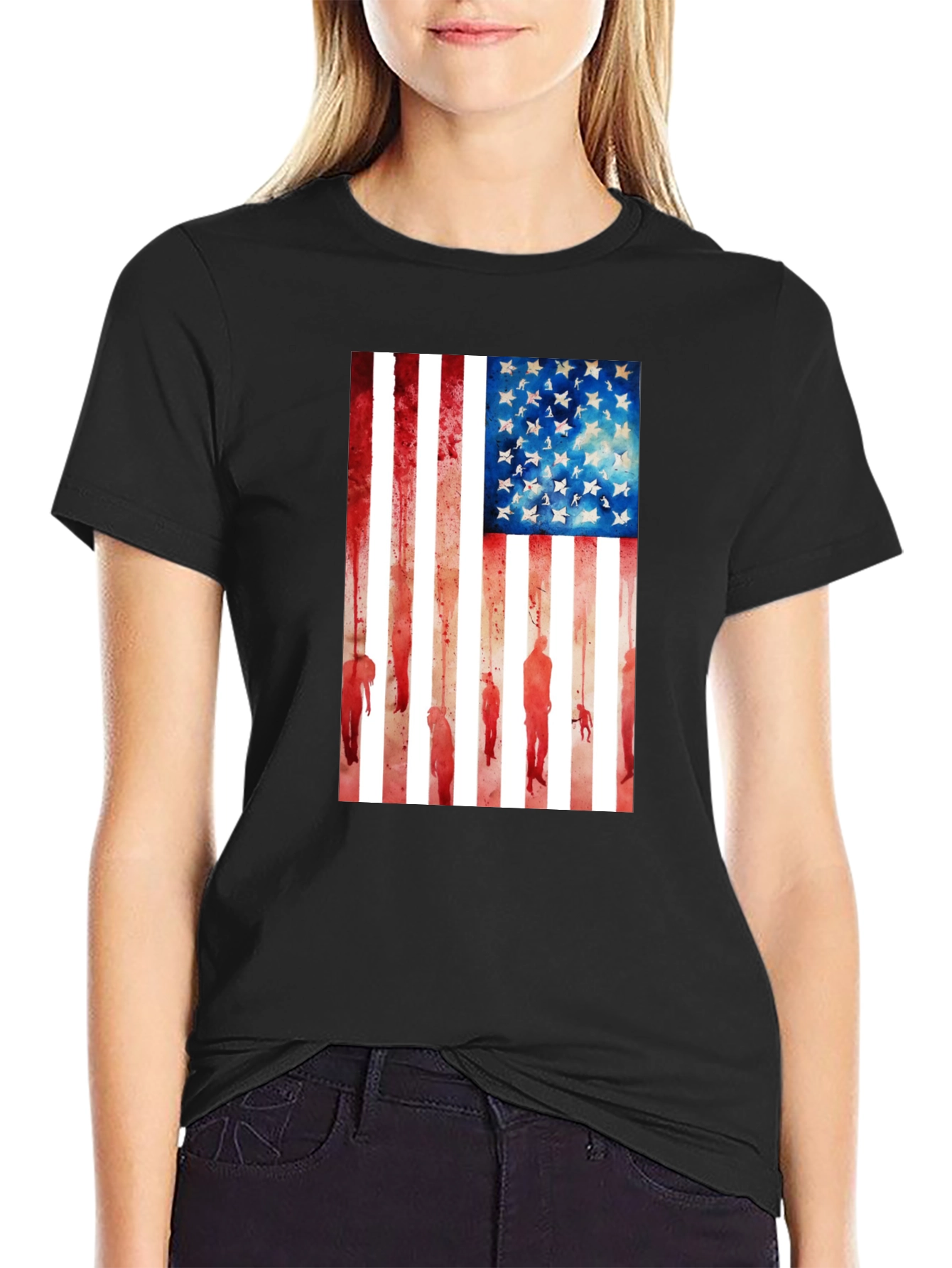 American Flag Graphic Tee - Black