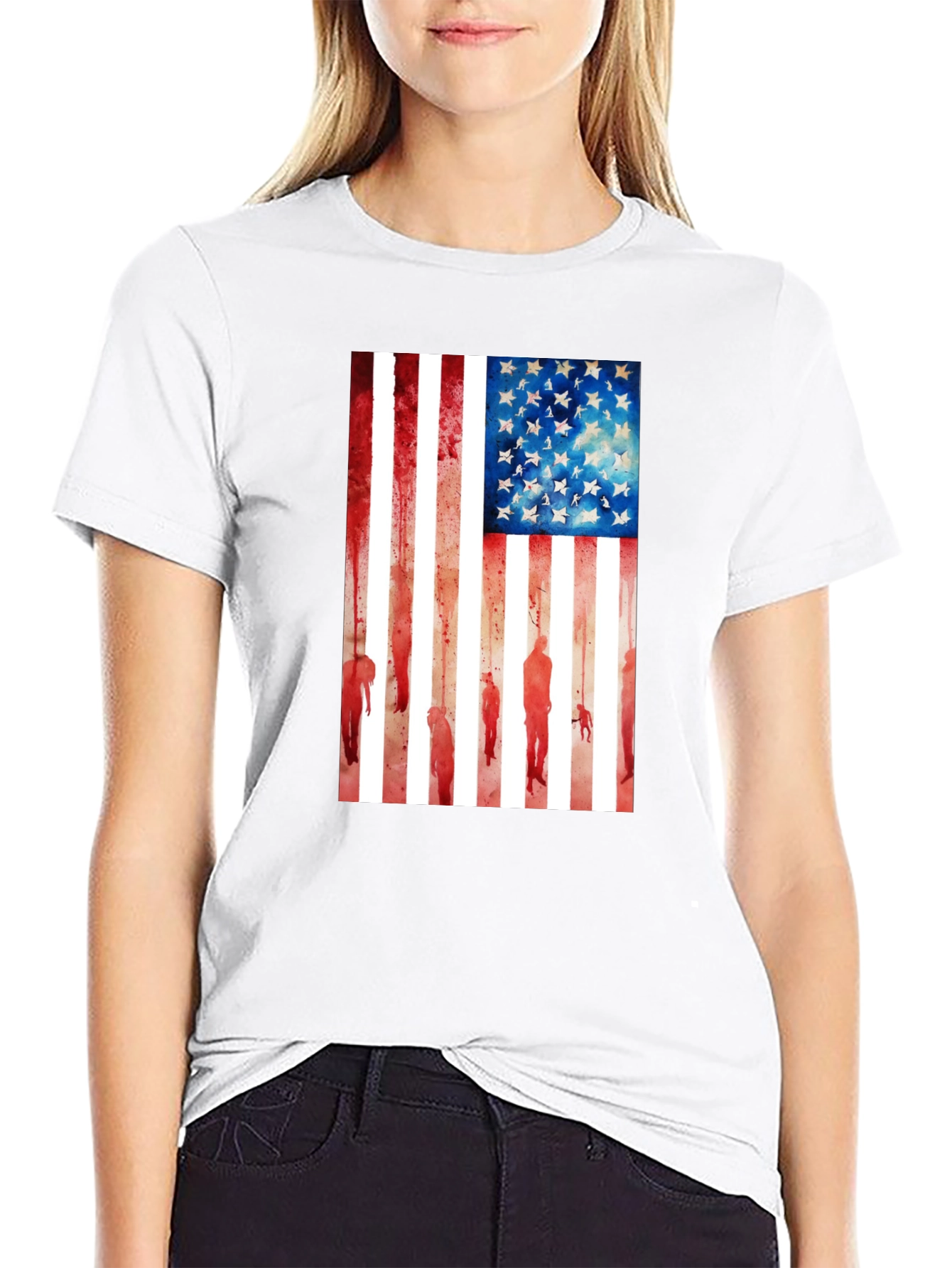 American Flag Graphic Tee - Black