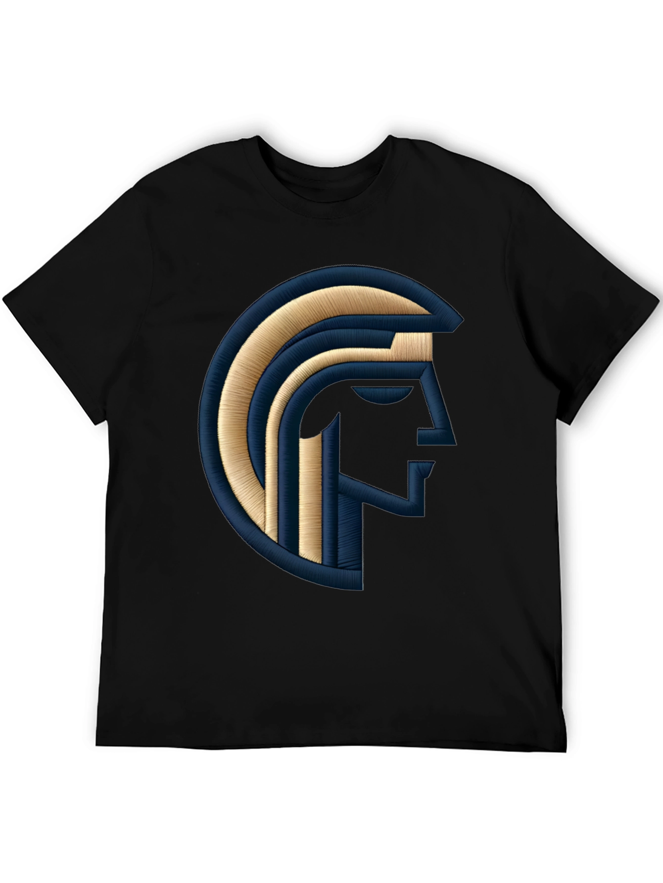 Embroidered Spartan Graphic Black T-Shirt
