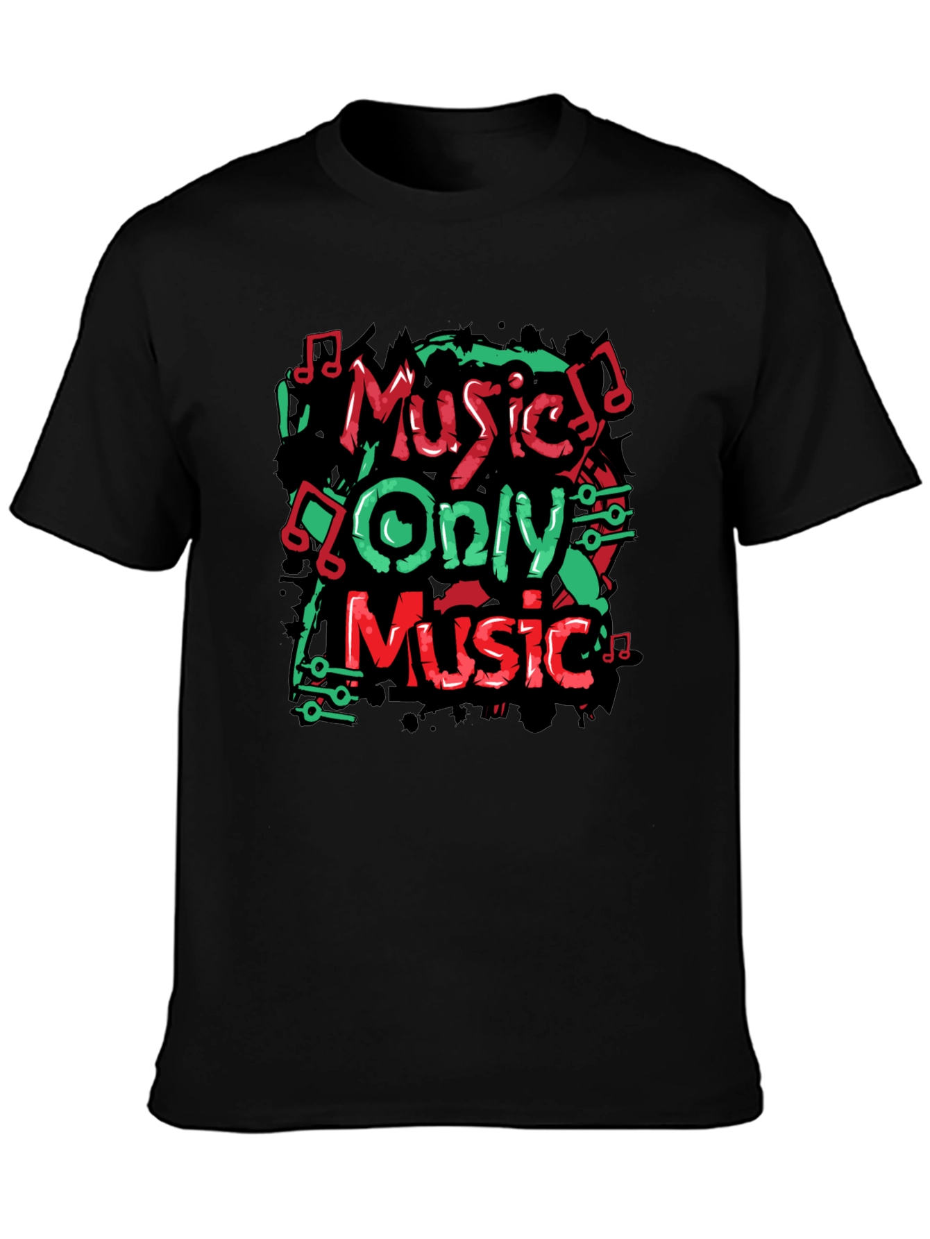 Music Only Tee - Graphic Print Crew Neck T-Shirt