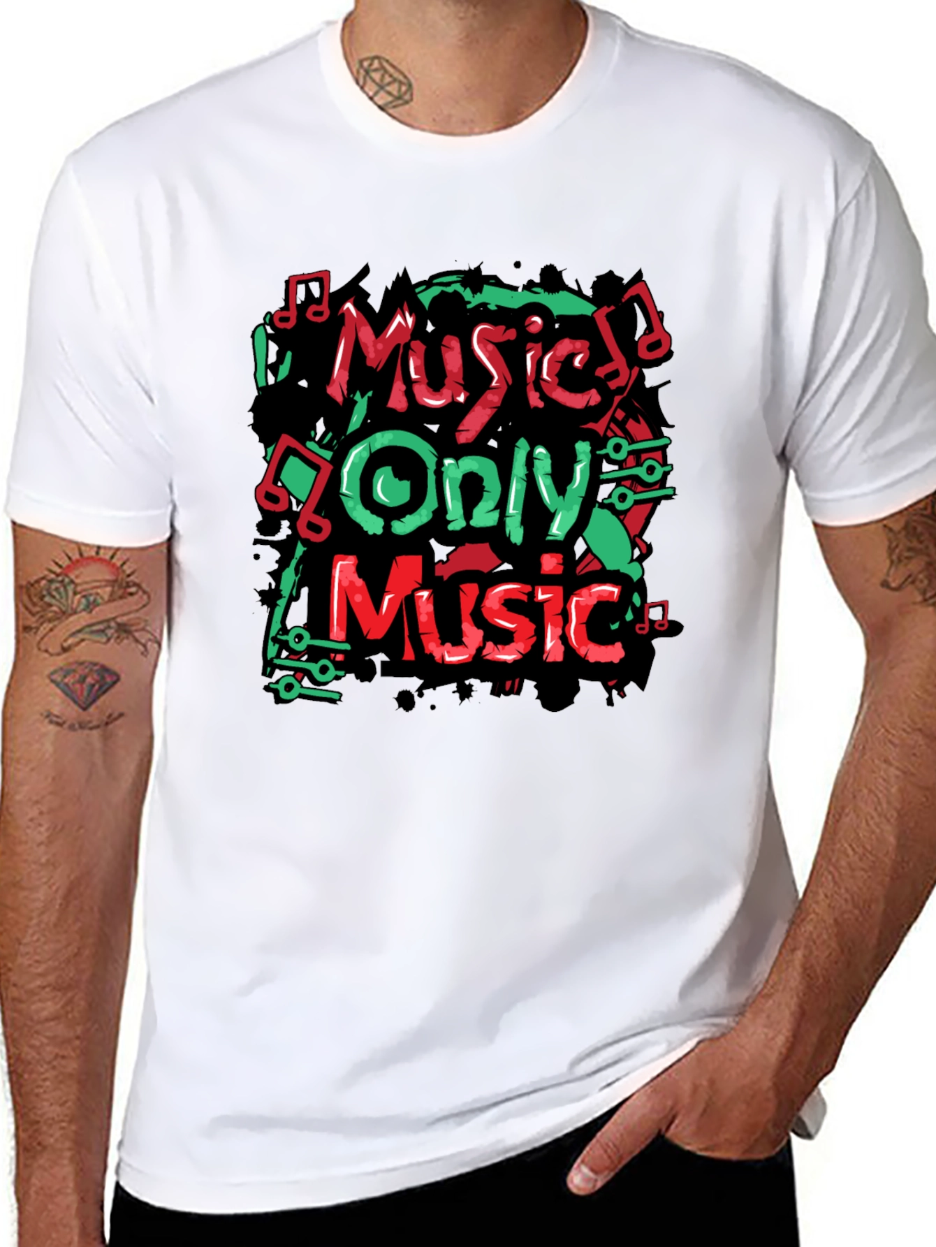 Music Only Tee - Graphic Print Crew Neck T-Shirt