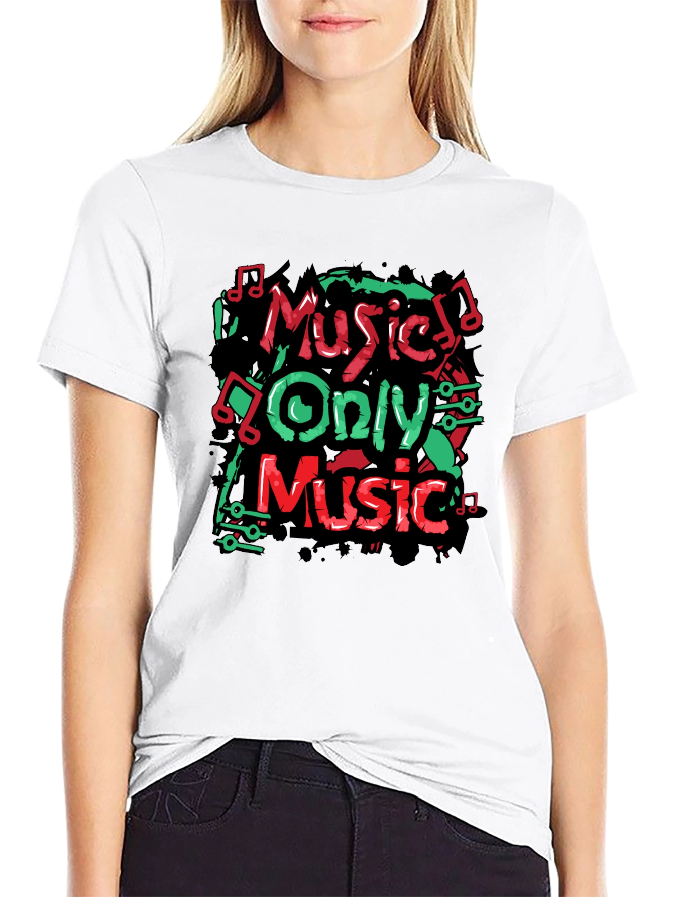 Music Only Tee - Graphic Print Crew Neck T-Shirt