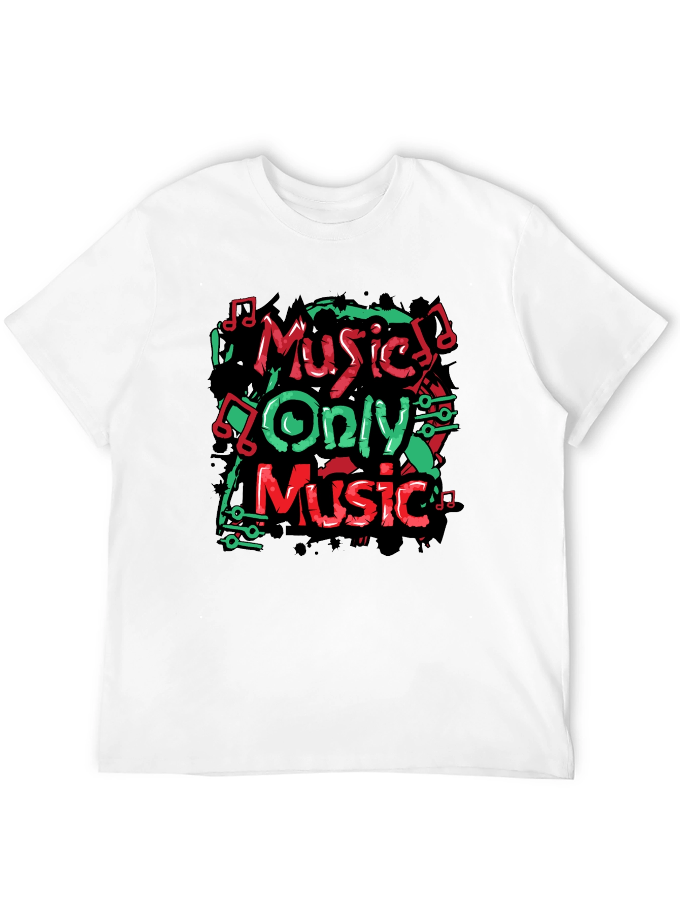 Music Only Tee - Graphic Print Crew Neck T-Shirt