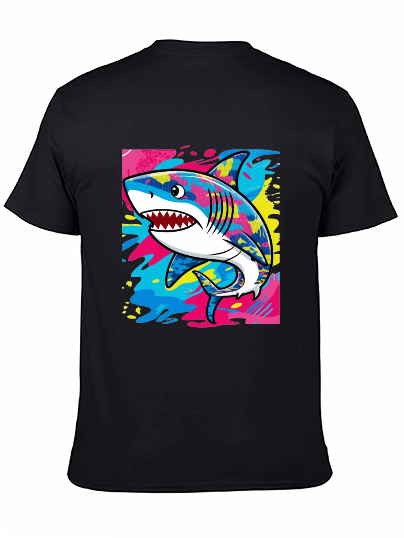 Cool Shark Graphic Print Black T-Shirt
