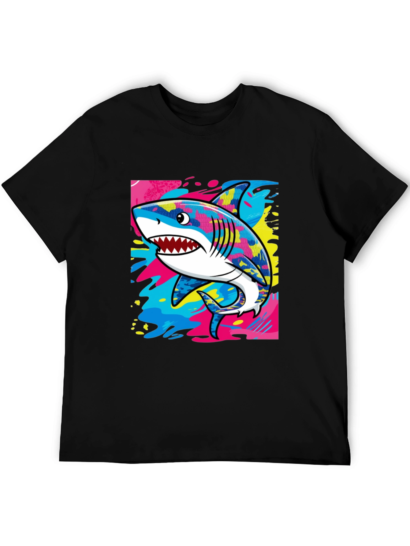 Cool Shark Graphic Print Black T-Shirt