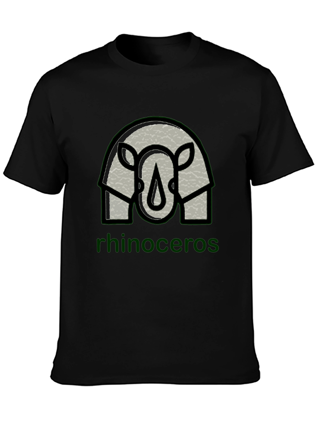 Rhinoceros Graphic Print Black T-Shirt