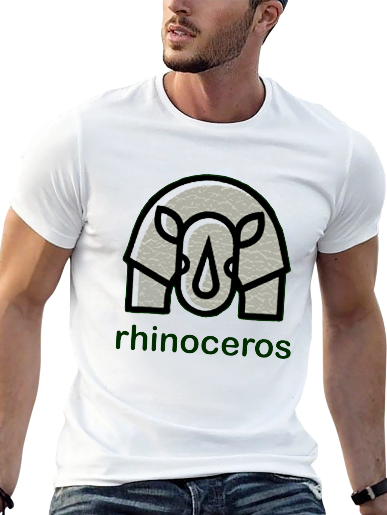 Rhinoceros Graphic Print Black T-Shirt