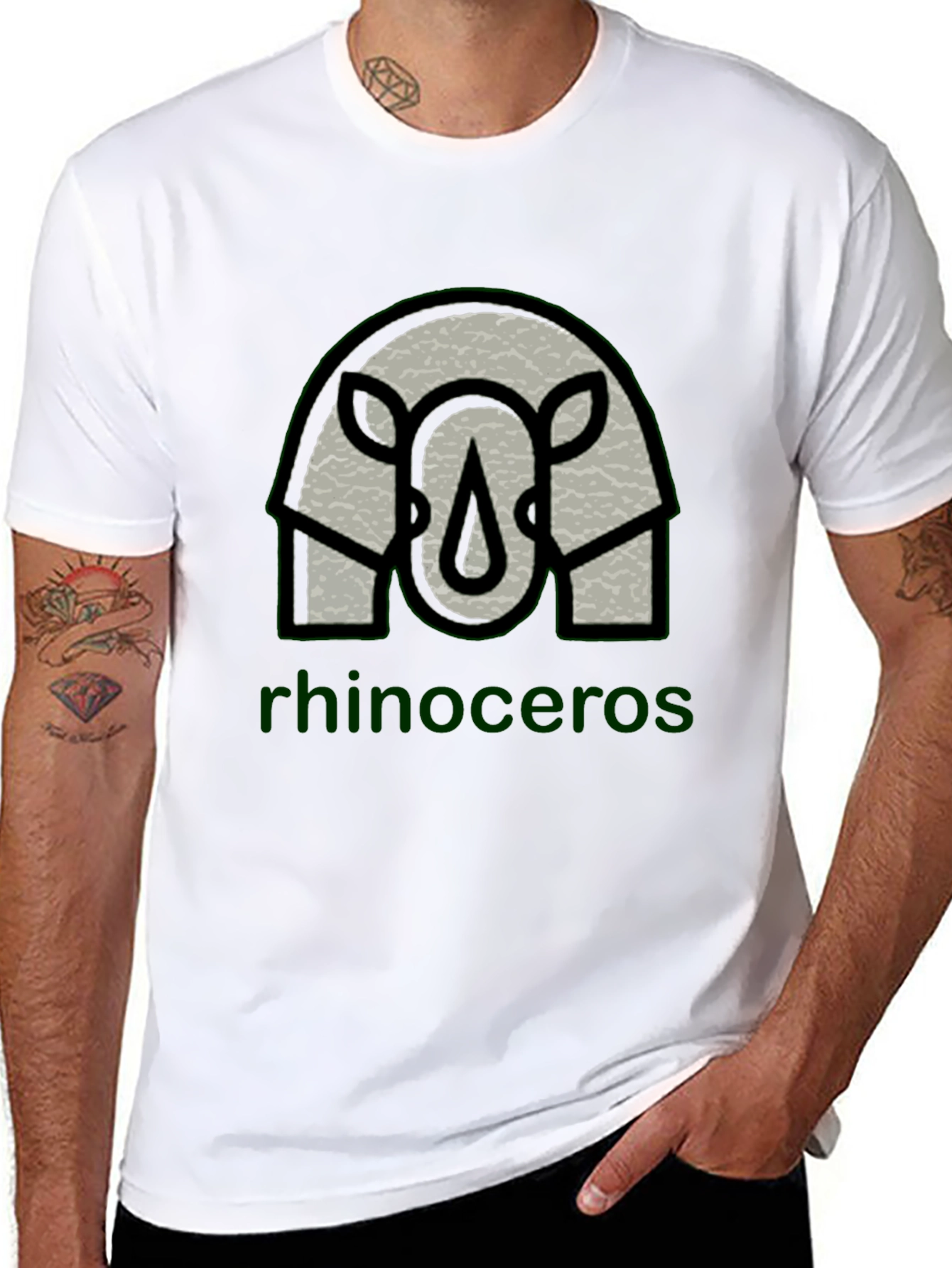 Rhinoceros Graphic Print Black T-Shirt