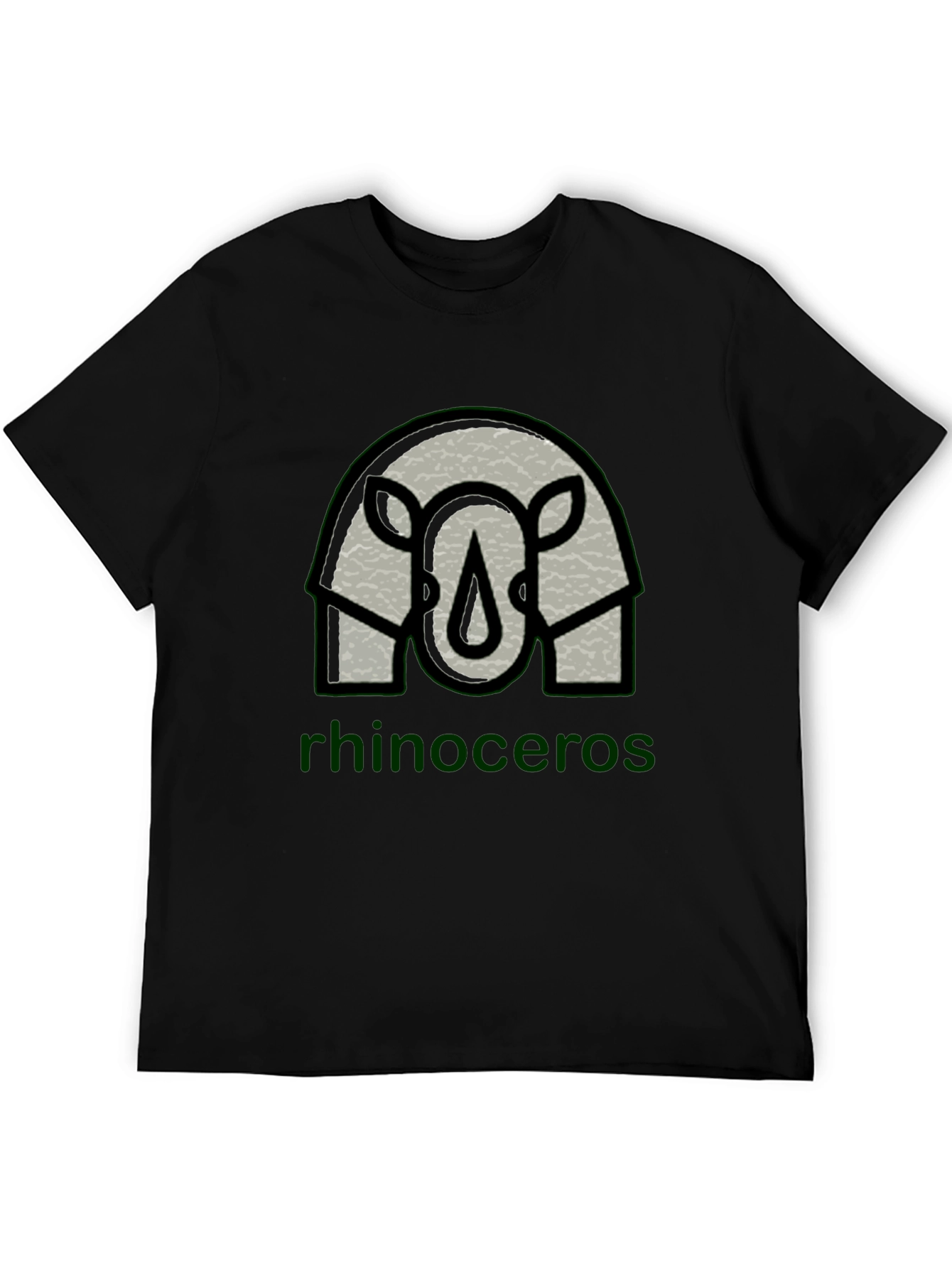 Rhinoceros Graphic Print Black T-Shirt
