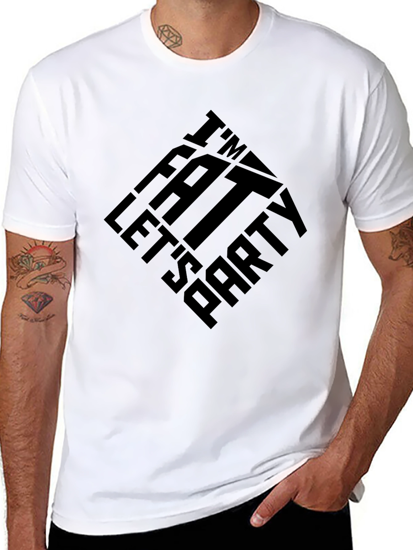 Im Fat Lets Party Mens Black T-Shirt