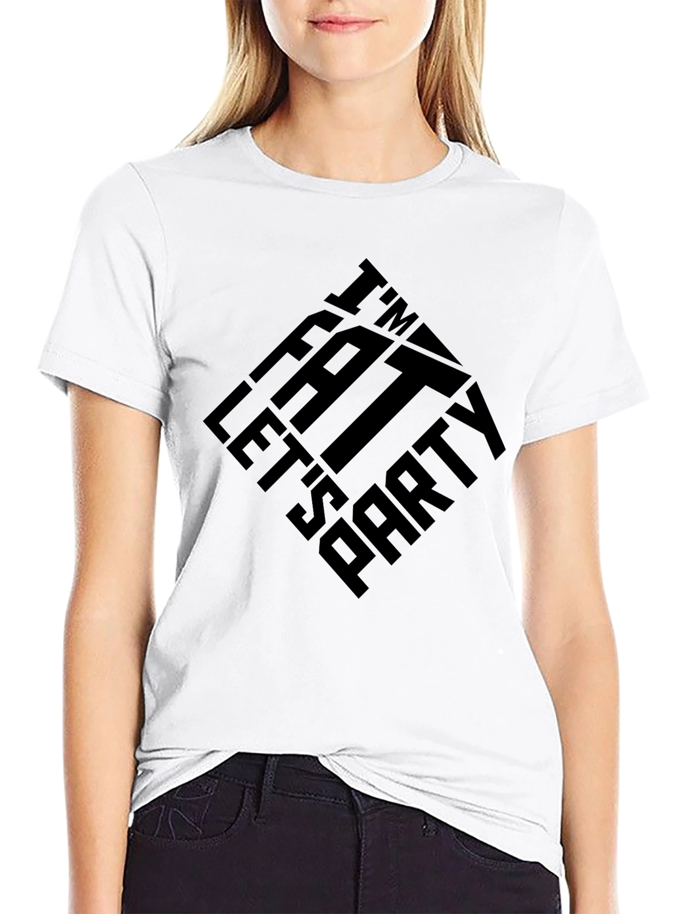 Im Fat Lets Party Mens Black T-Shirt