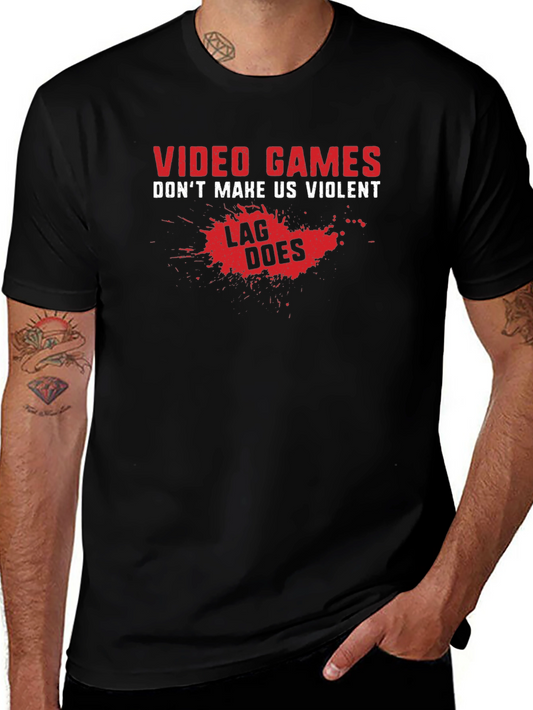Video Games Lag Humor Black T-Shirt