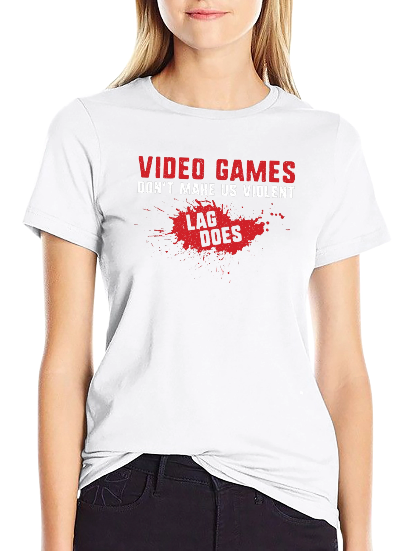 Video Games Lag Humor Black T-Shirt