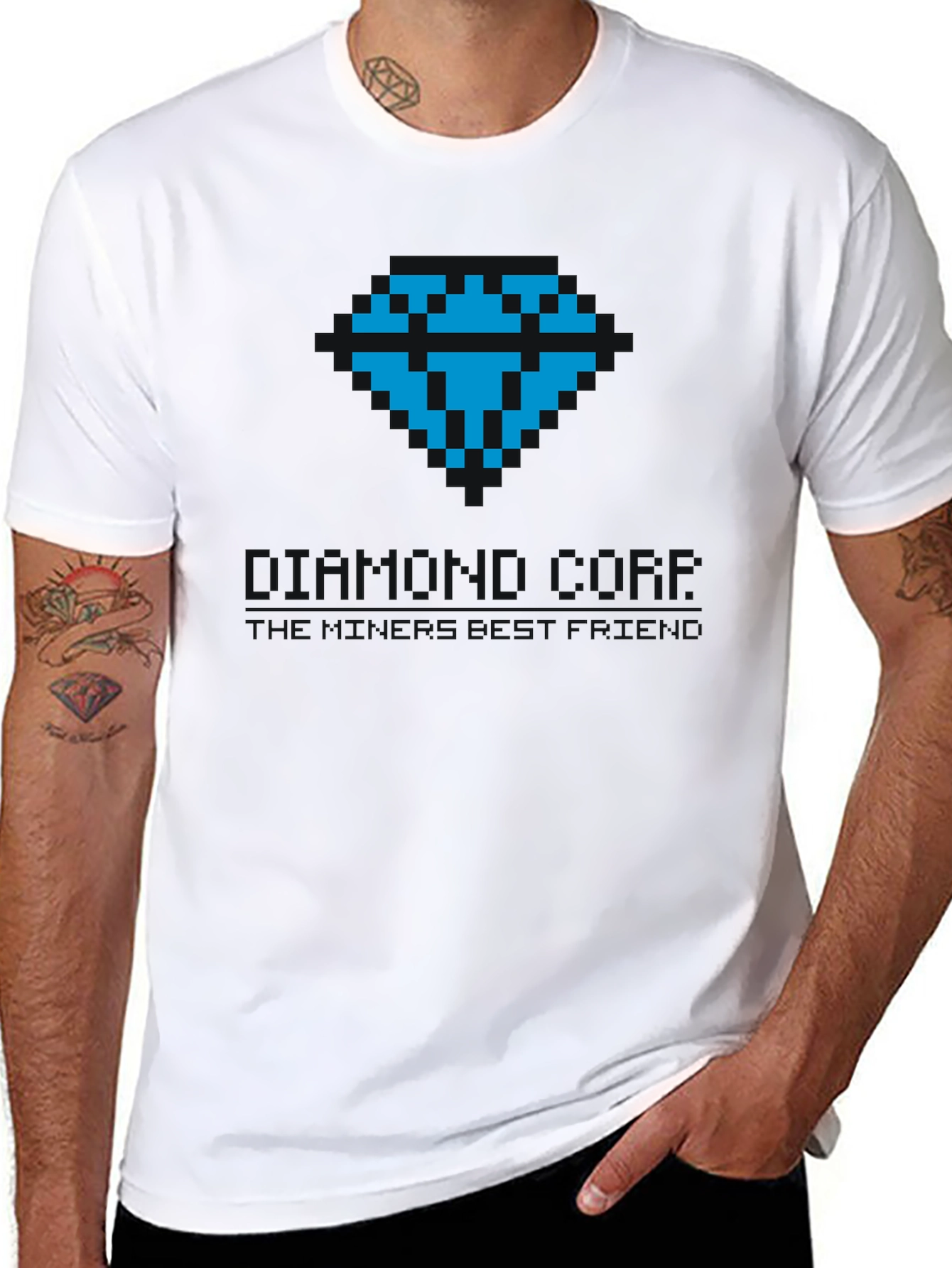 Pixel Art Diamond Tee - Classic Gamer Style