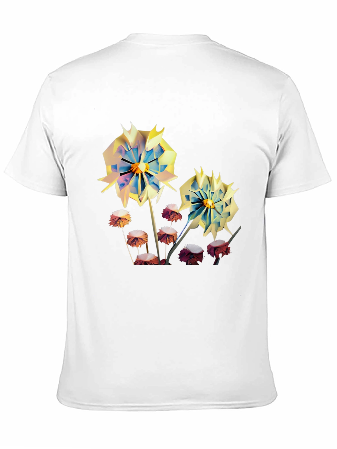 Floral Print Mens T-Shirt - Unique Artistic Design