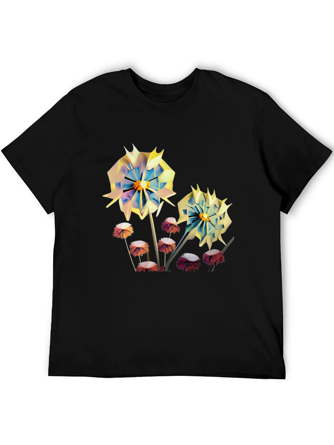 Floral Print Mens T-Shirt - Unique Artistic Design