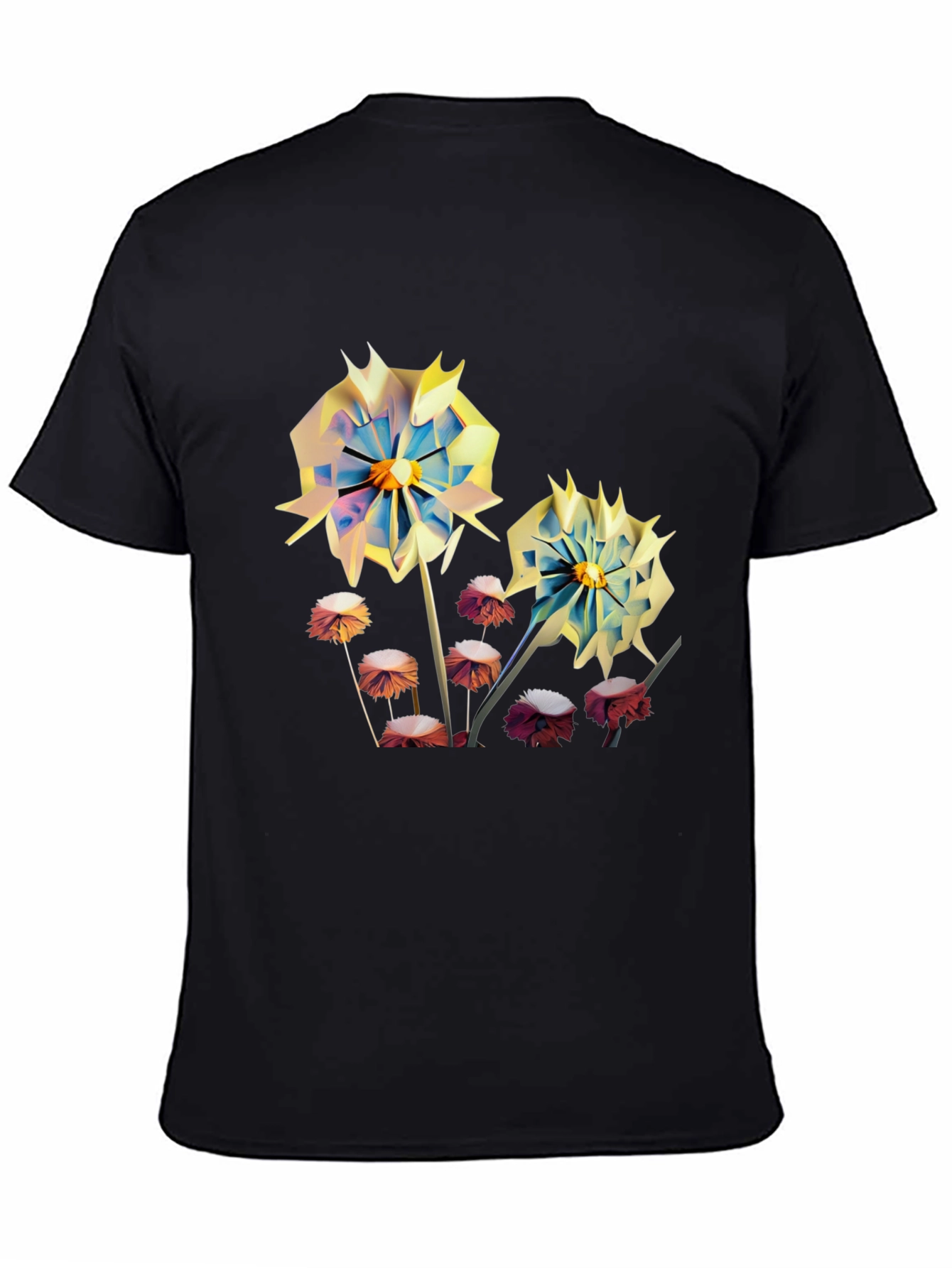 Floral Print Mens T-Shirt - Unique Artistic Design