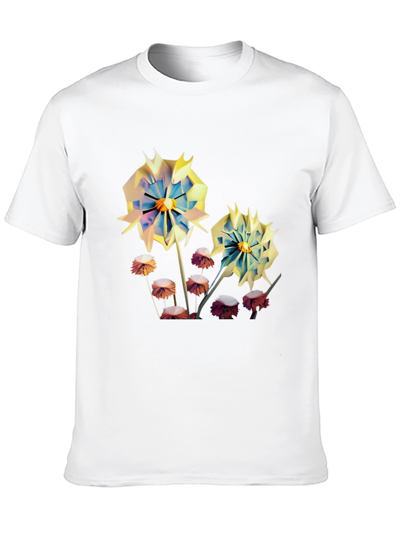 Floral Print Mens T-Shirt - Unique Artistic Design
