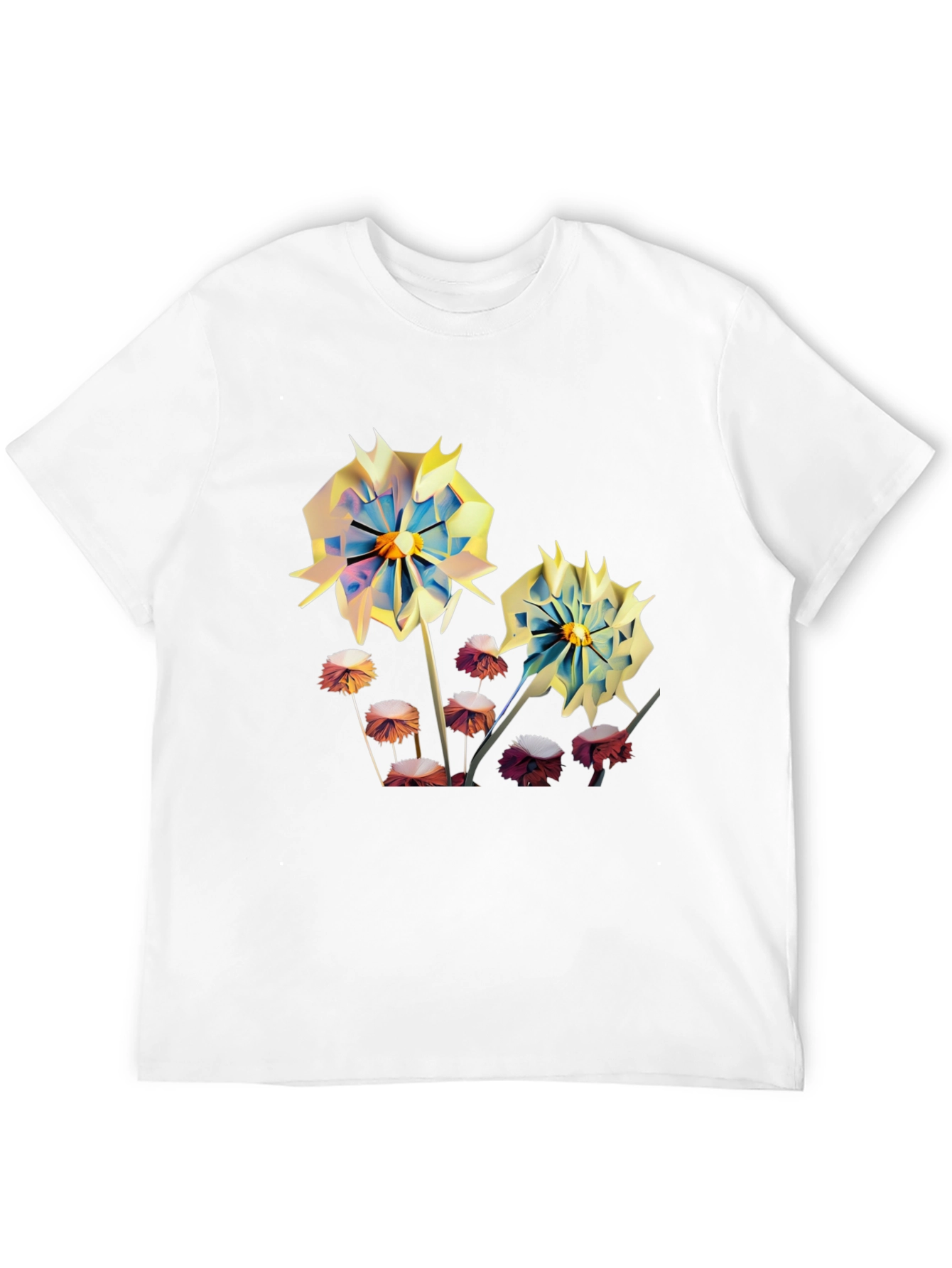 Floral Print Mens T-Shirt - Unique Artistic Design