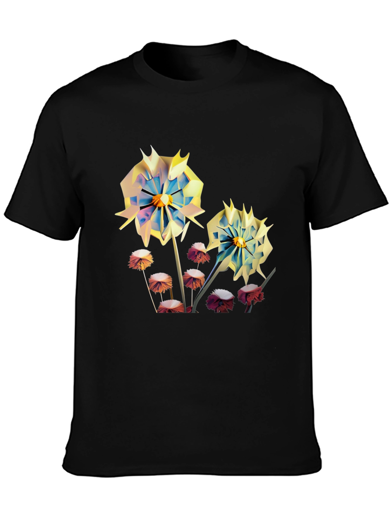 Floral Print Mens T-Shirt - Unique Artistic Design