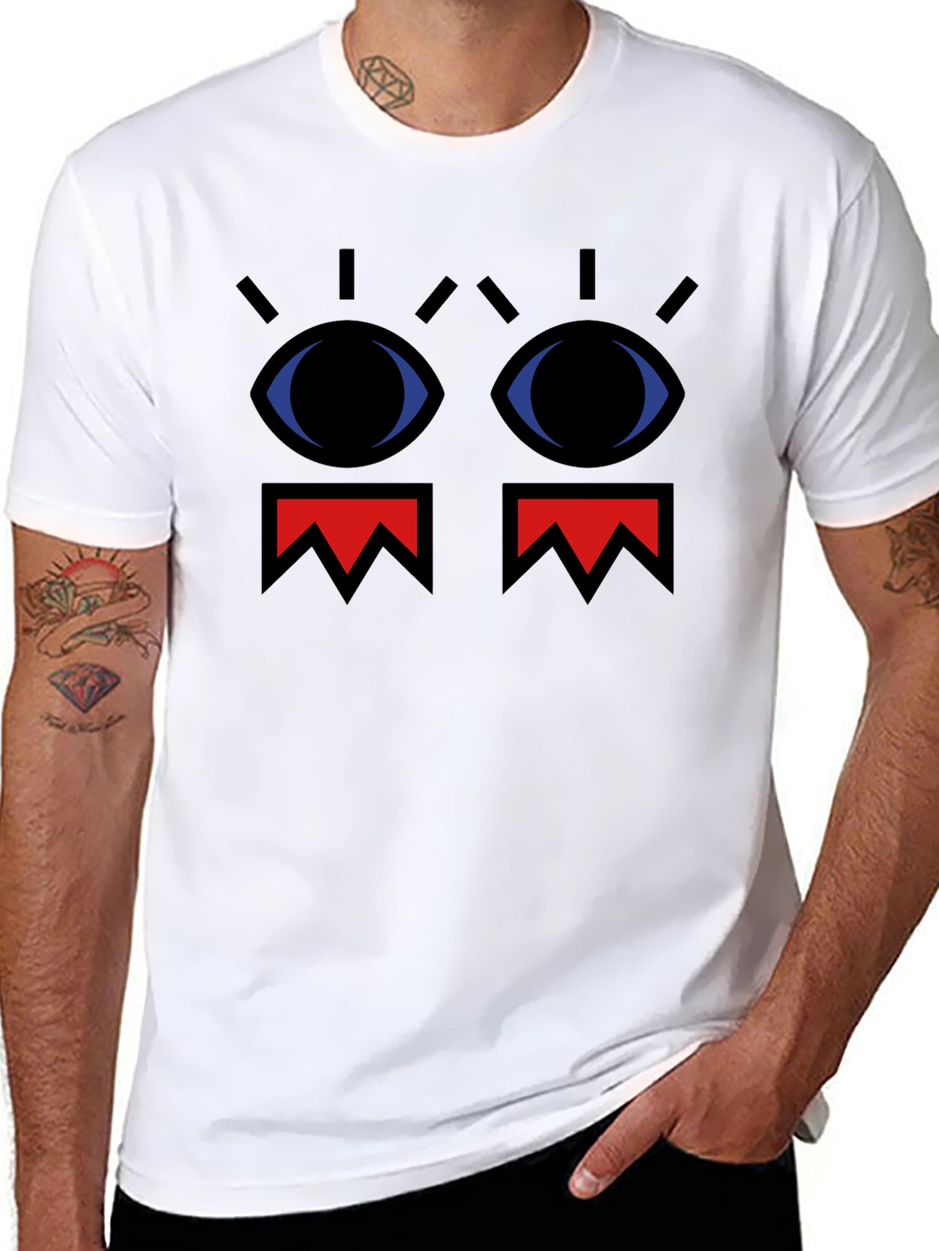 Abstract Face Graphic Black T-Shirt