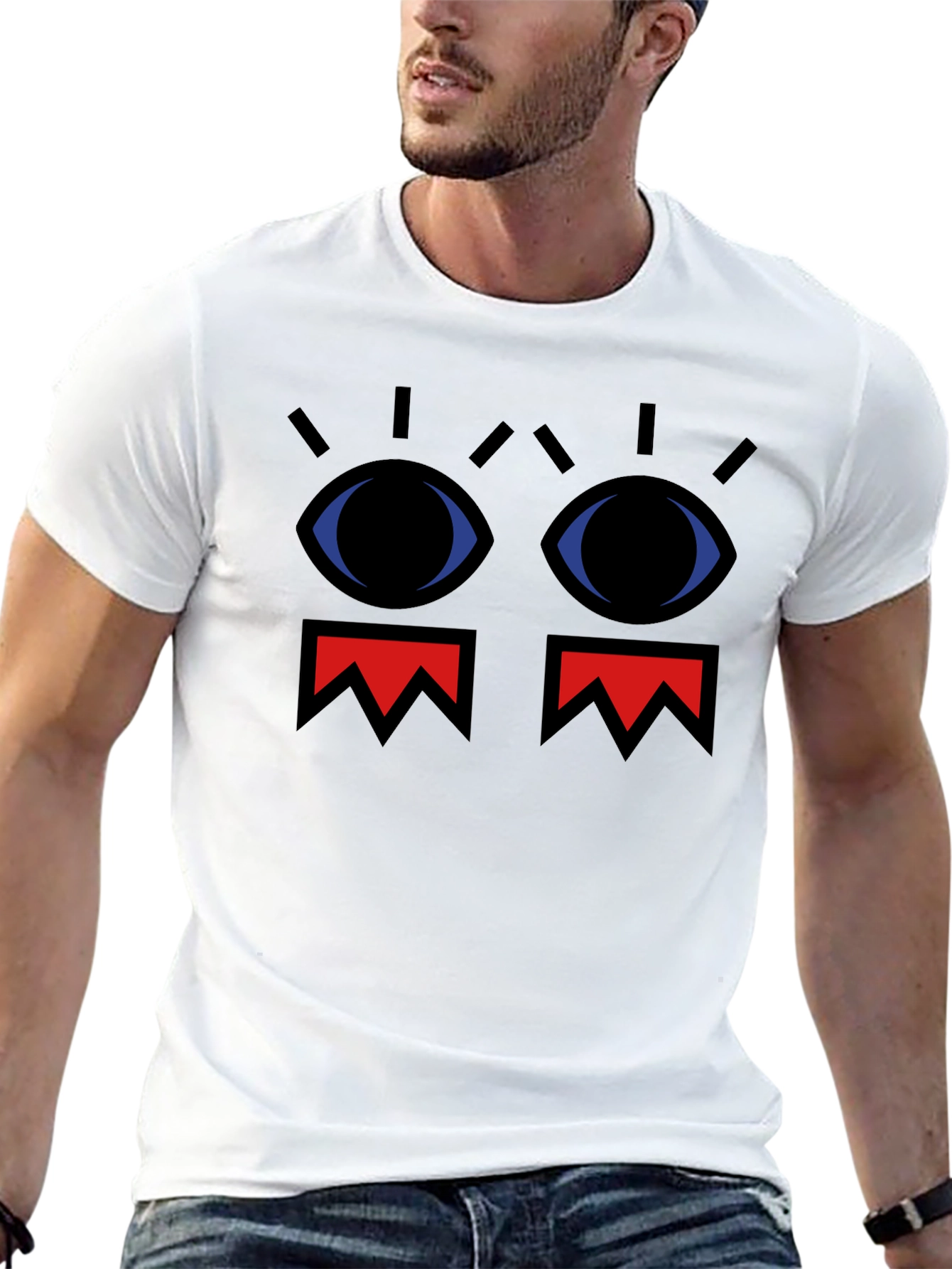 Abstract Face Graphic Black T-Shirt