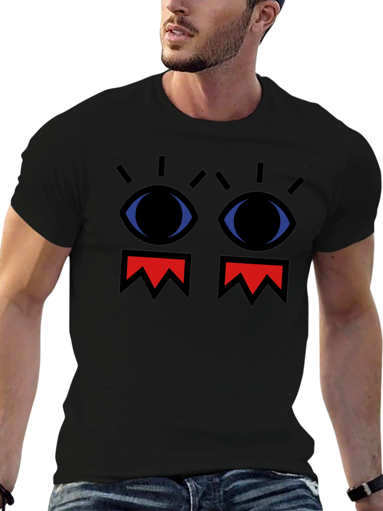 Abstract Face Graphic Black T-Shirt
