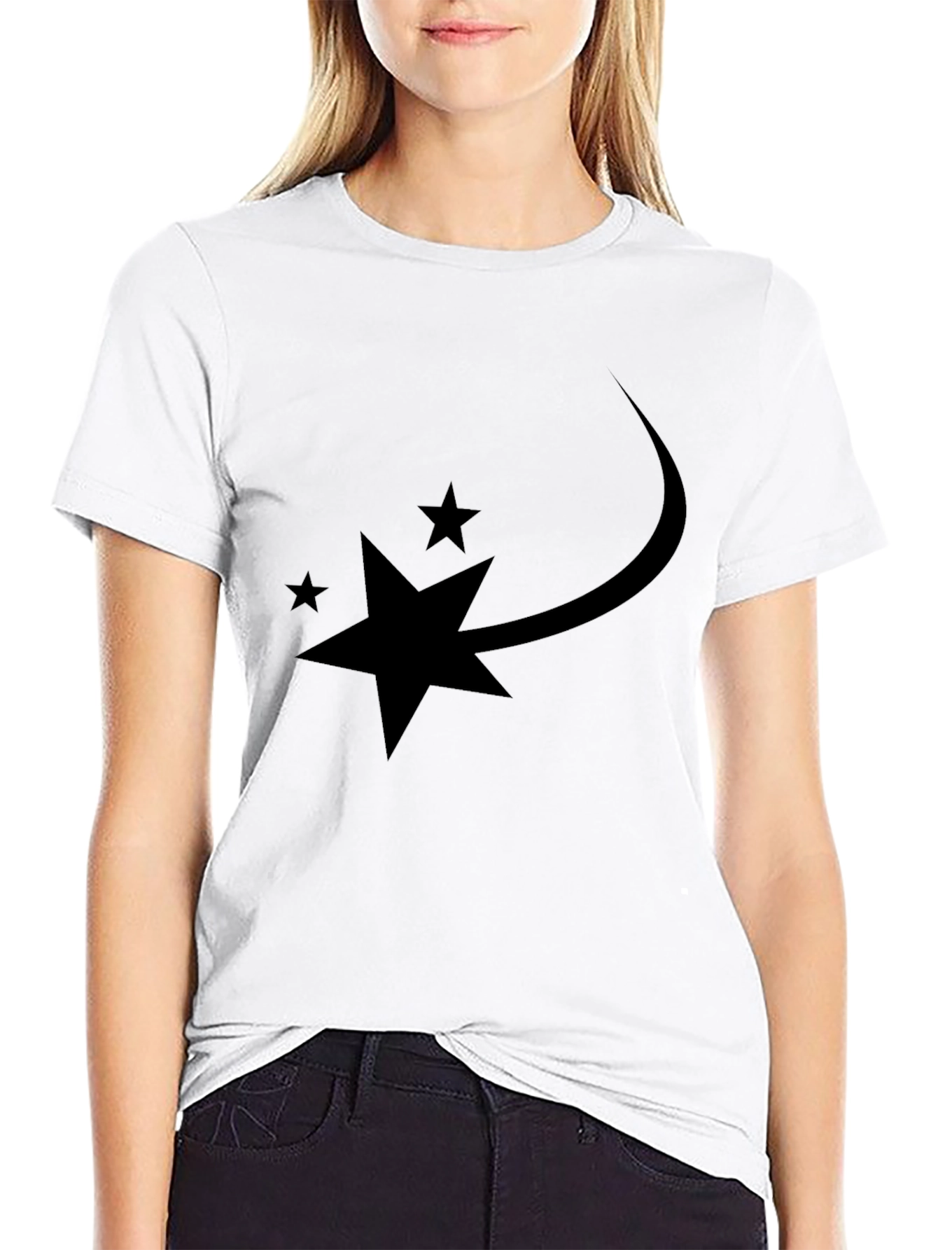 Stylish Black Tee with Star Trail Graphic