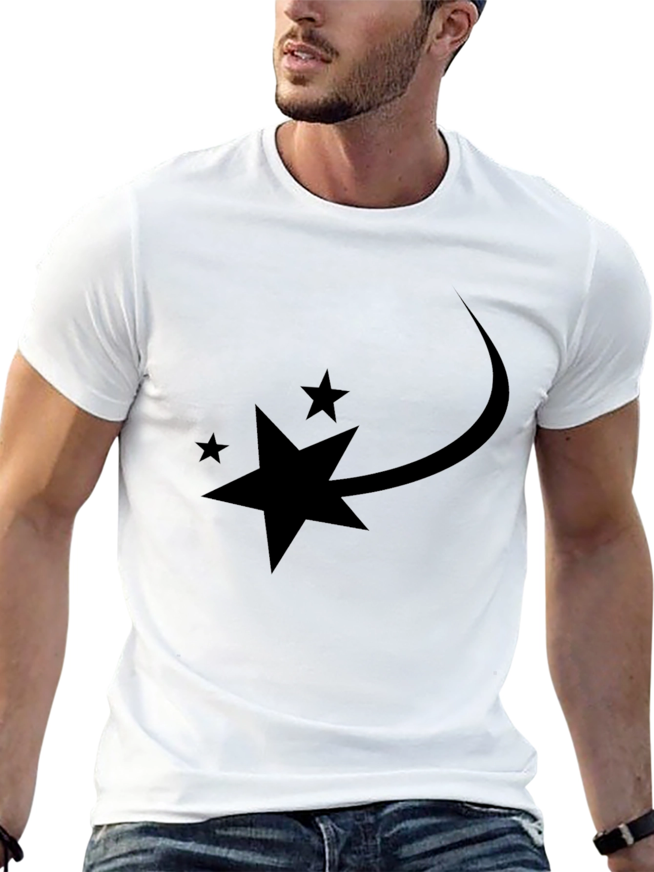 Stylish Black Tee with Star Trail Graphic