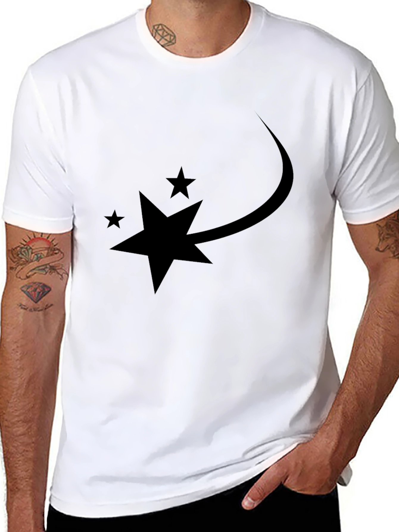 Stylish Black Tee with Star Trail Graphic