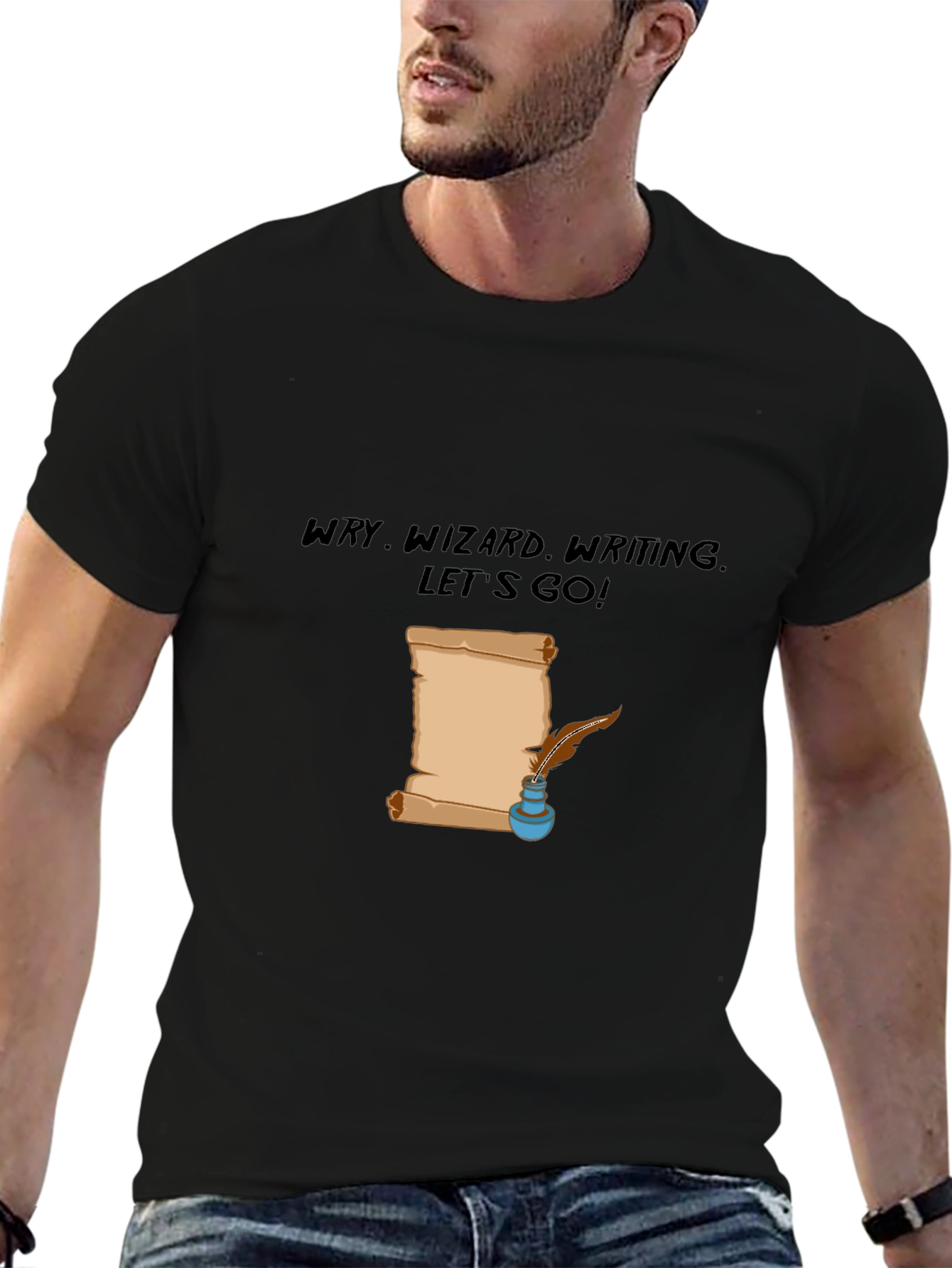 Wry Wizard Writing T-Shirt