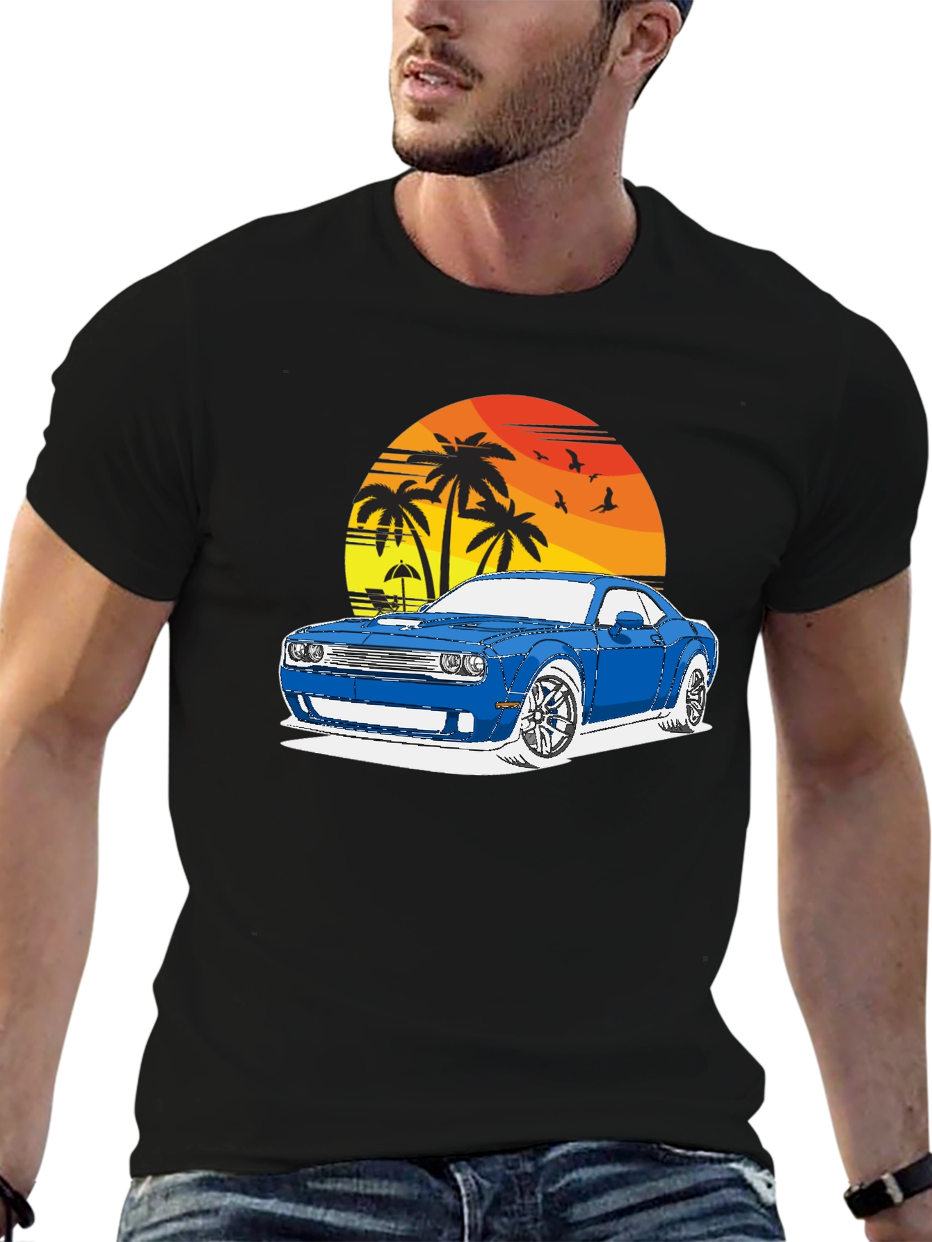 Sunset Muscle Car Graphic Tee