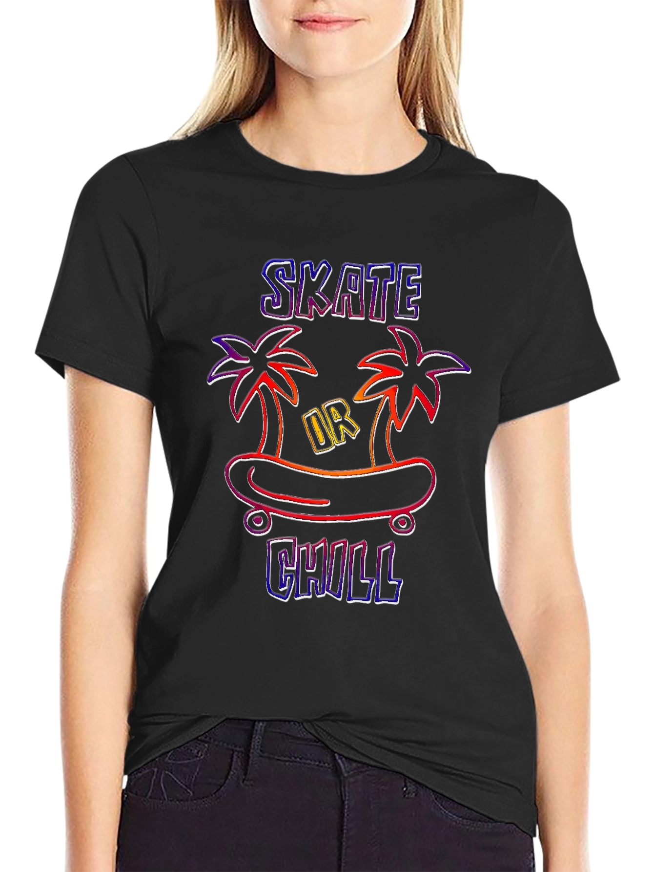 Skate or Chill Graphic Tee - Black T-Shirt