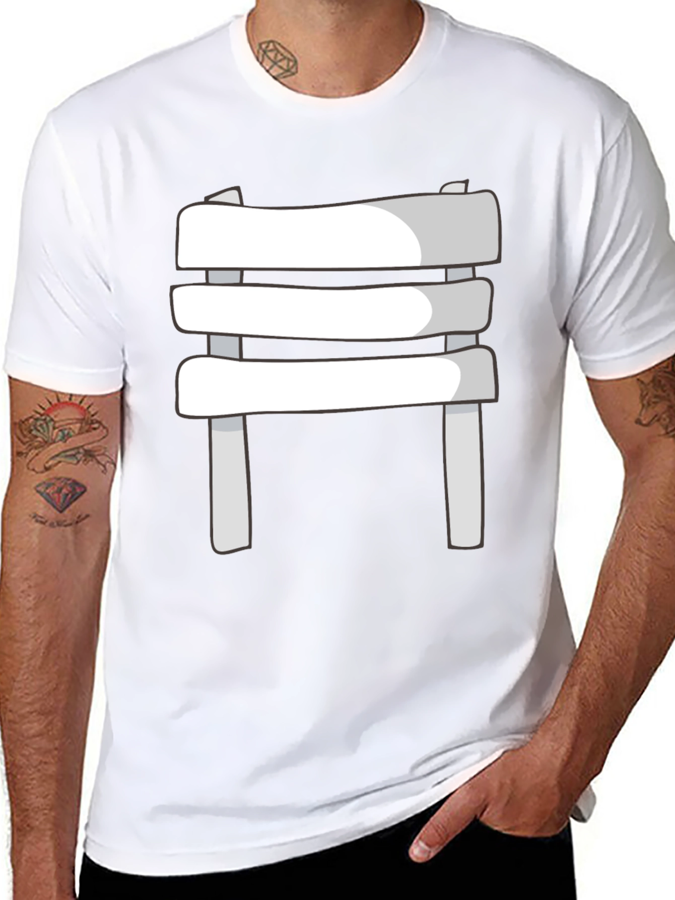 Novelty 3D Chair Graphic Tee - Black