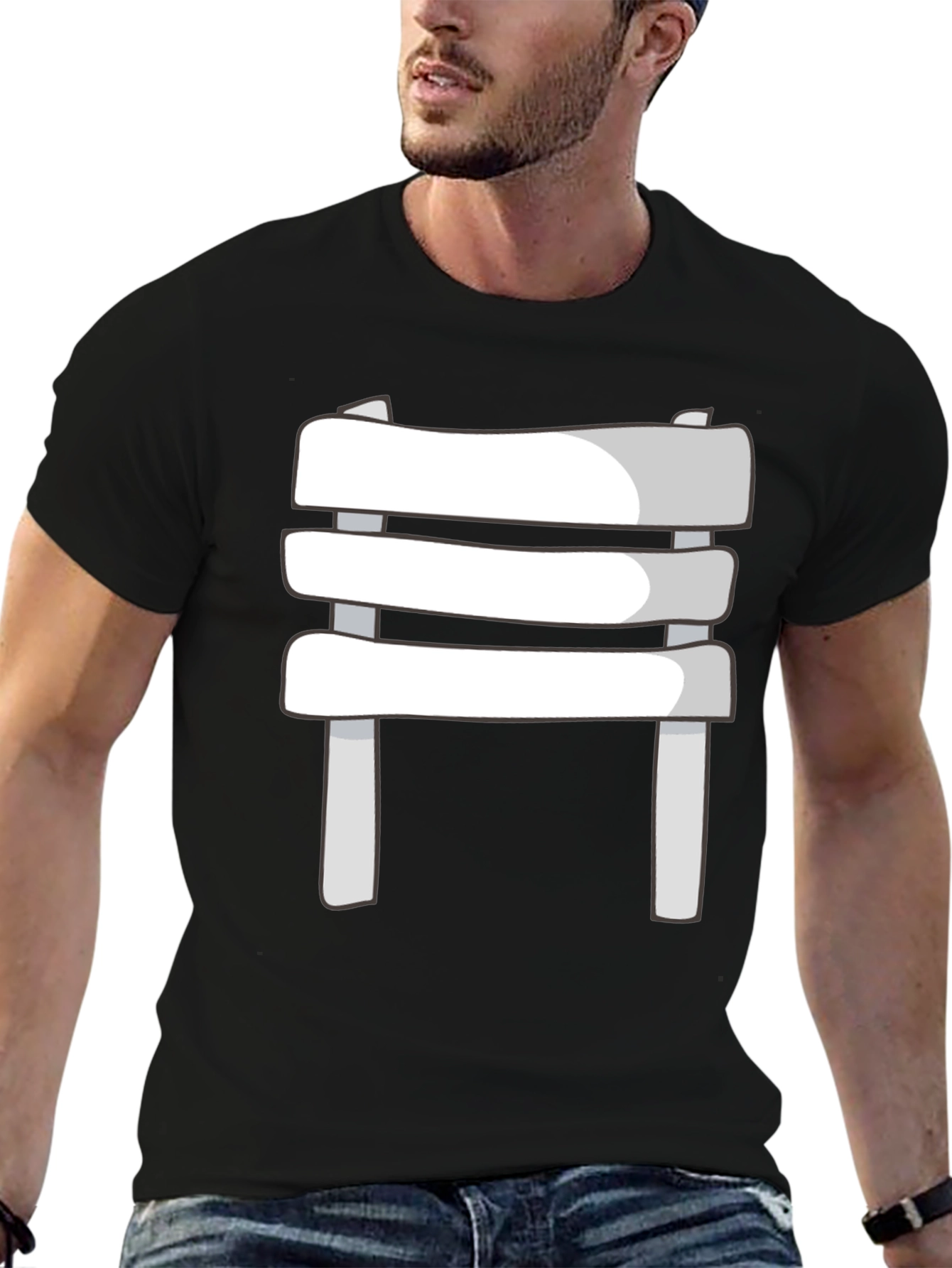 Novelty 3D Chair Graphic Tee - Black