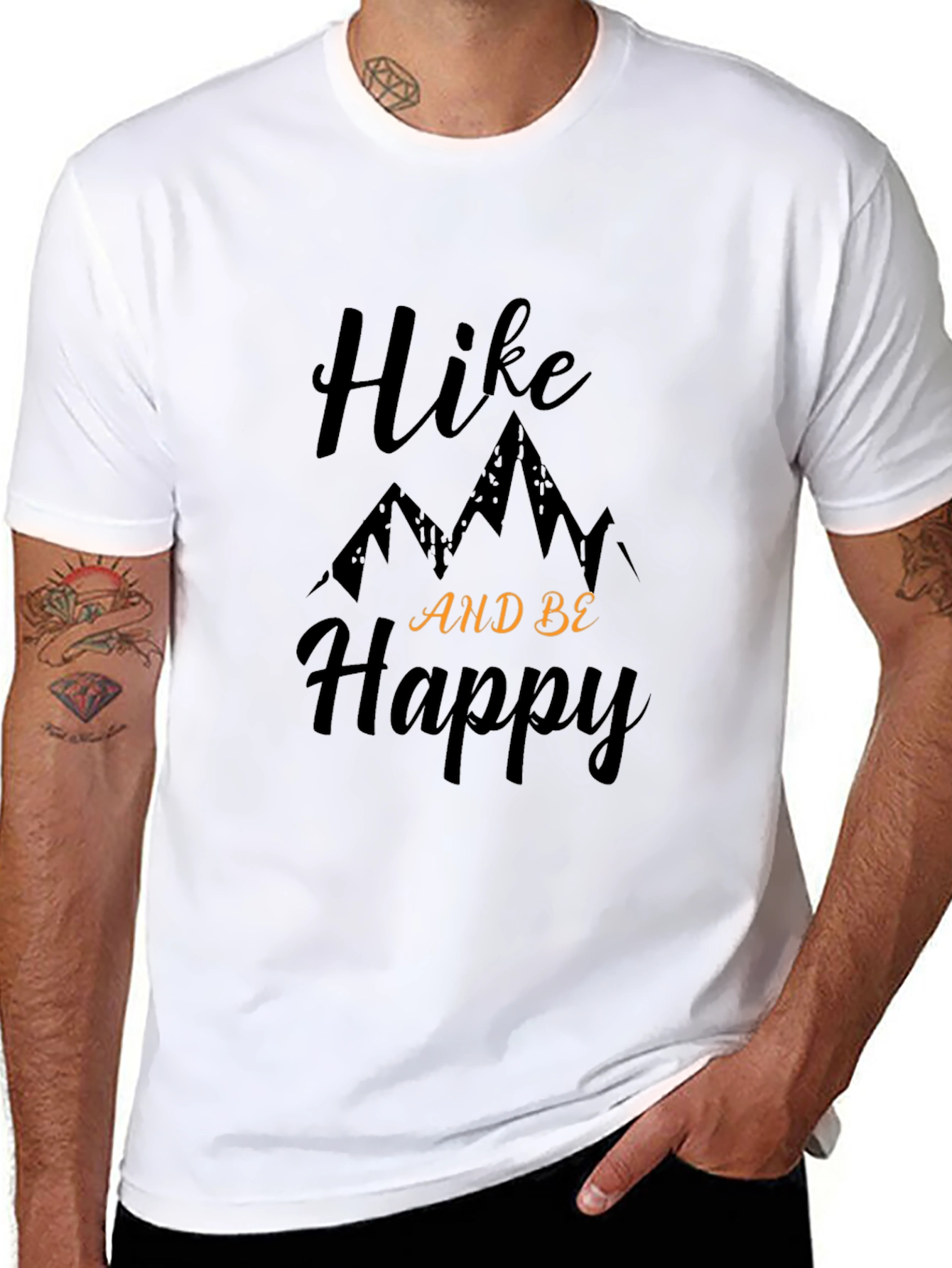 Hike and Be Happy Graphic Tee - Black