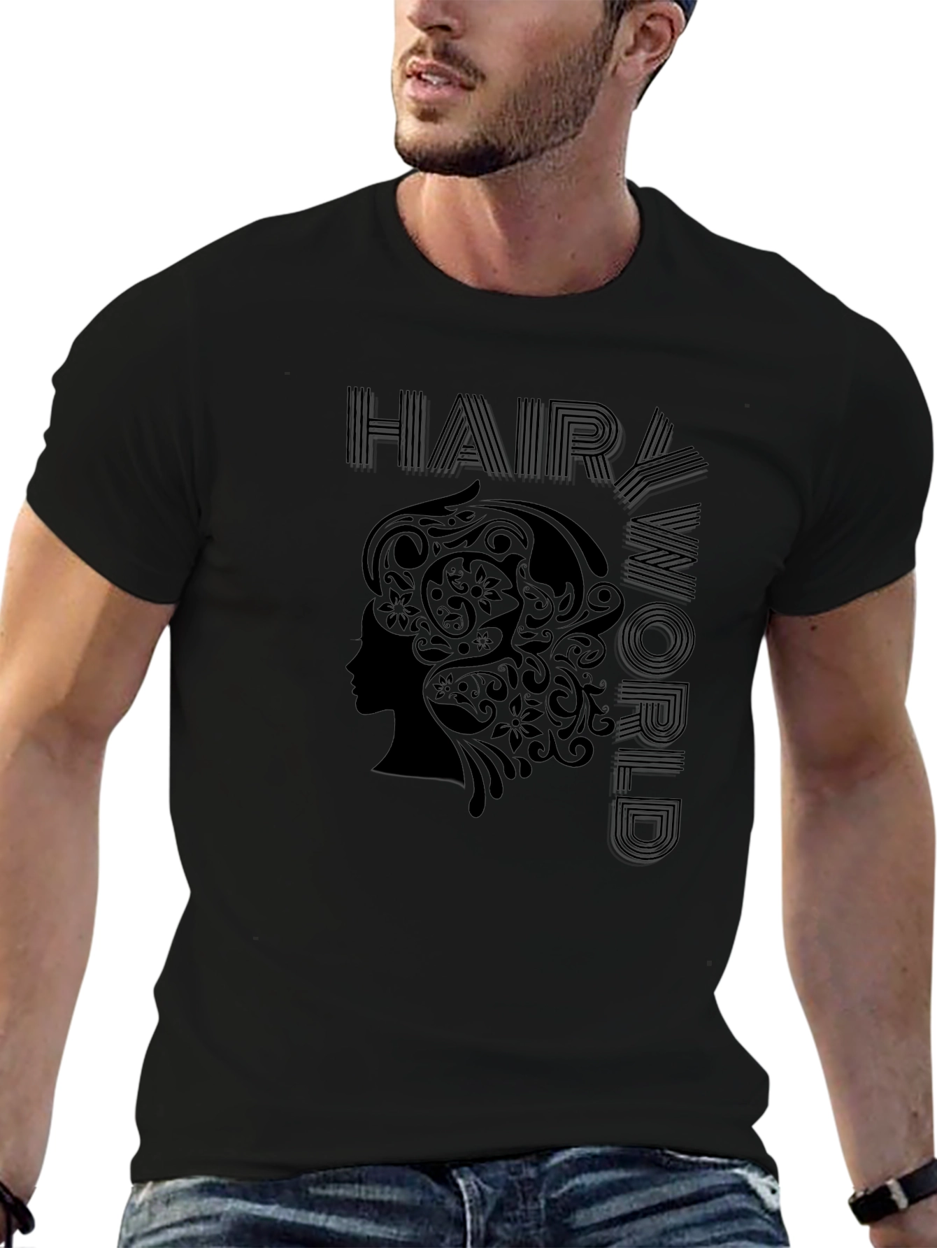 Hairy World Graphic Black T-Shirt
