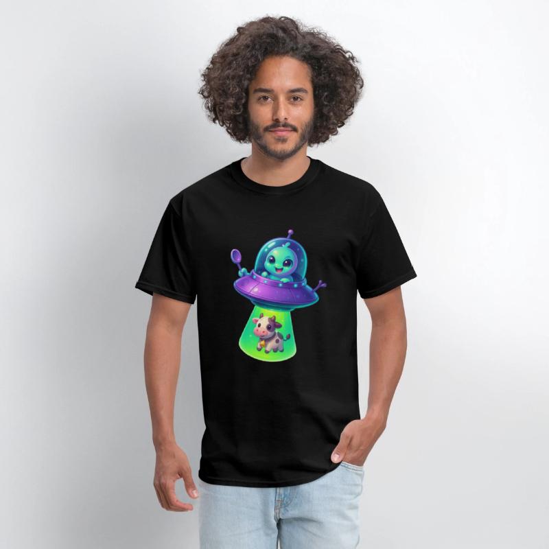 Adorable Alien Abduction Cartoon – Cute UFO & Cow