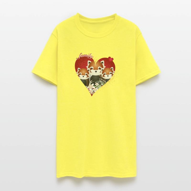 adorable red panda bear family with red heart