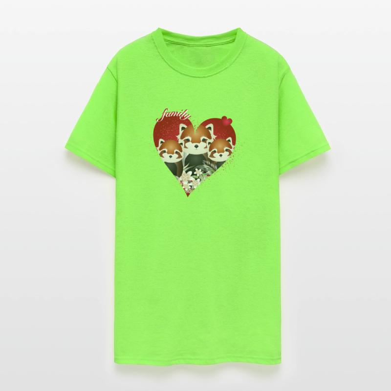 adorable red panda bear family with red heart