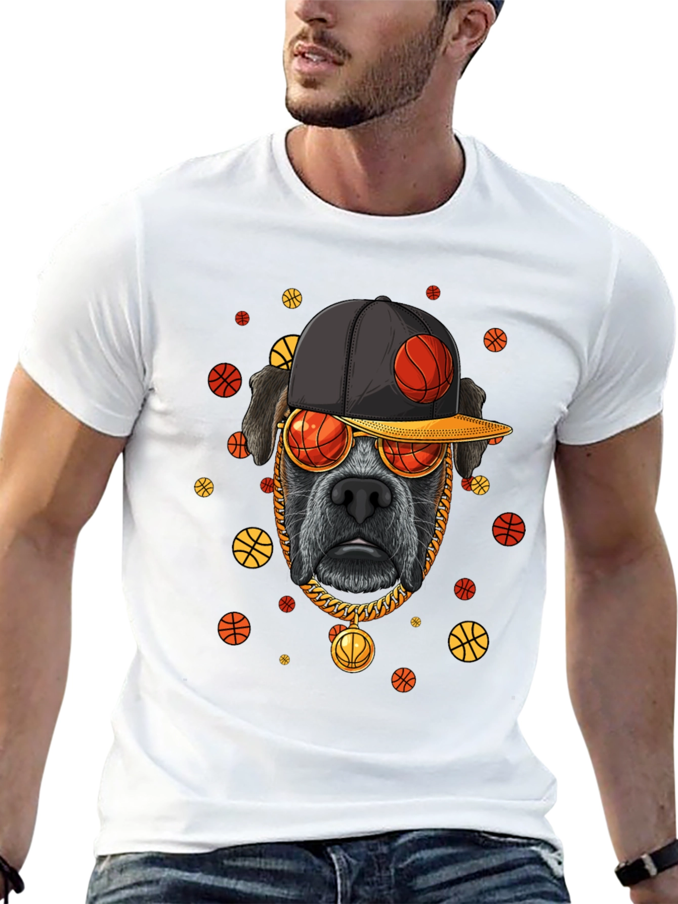 Dog with Basketball Cap T-Shirt