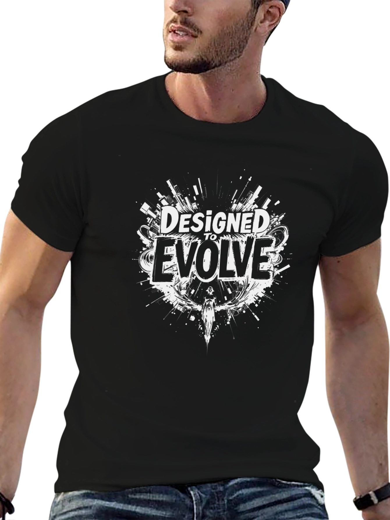 Designed to Evolve Black Graphic T-Shirt